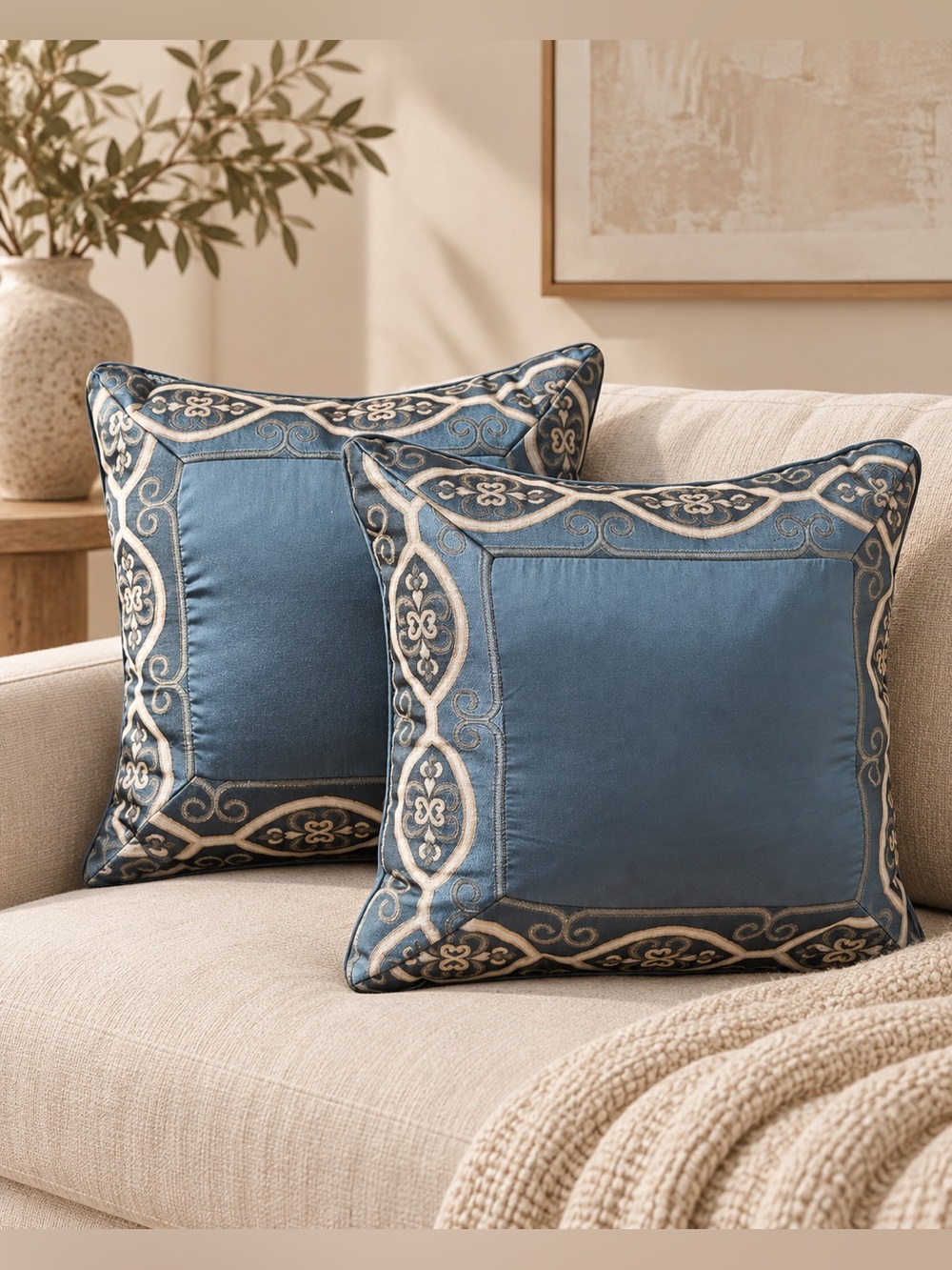 NWT J. Queen New York Monroe Woven Medallion Border Reversible Decorative Throw